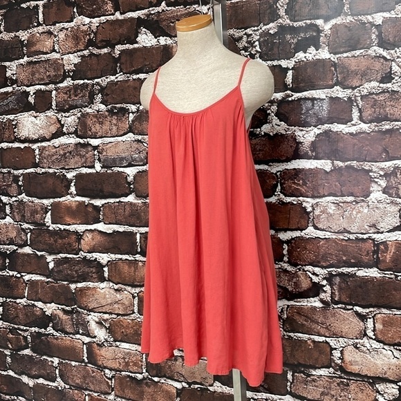 Elan Dress Women's Small Orange Mini Flare Dress Spaghetti Straps Pockets - Picture 6 of 17